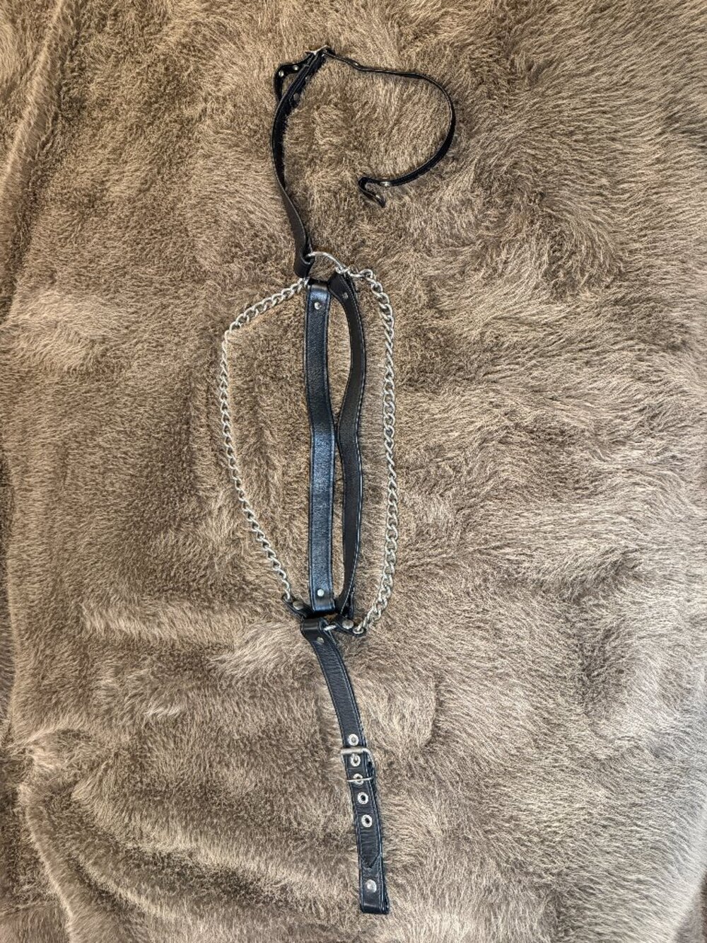 Vintage Men’s Leather Chain Harness Thong Black Medium Large